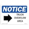 Signmission OSHA Sign, 18" H, Rigid Plastic, Truck Overflow Area (Right Arrow) Sign With Symbol, Landscape OS-NS-P-1824-L-18741 - alternate 1